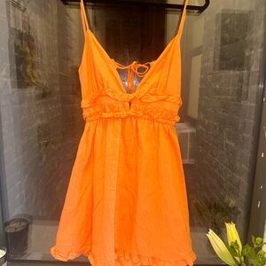 WAYF mini orange dress